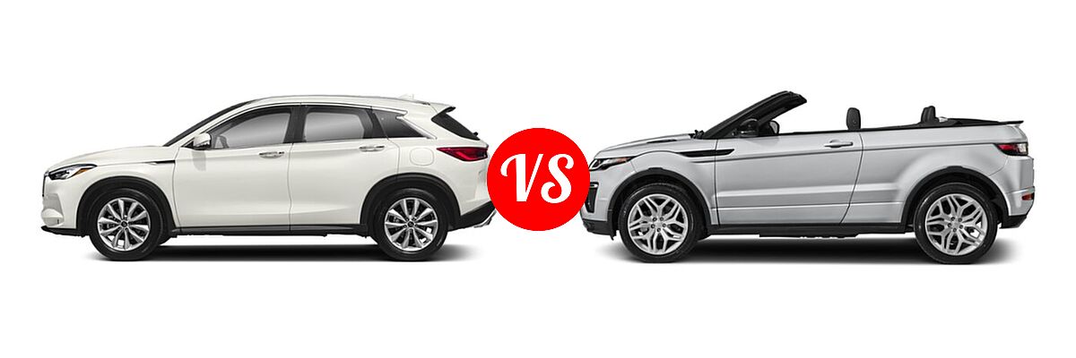 2019 Infiniti QX50 SUV ESSENTIAL / LUXE / PURE vs. 2019 Land Rover Range Rover Evoque Convertible SUV HSE Dynamic / SE Dynamic - Side Comparison