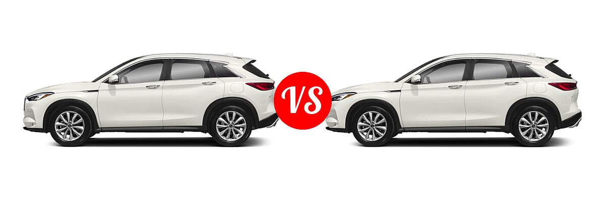 2019 Infiniti QX50 SUV ESSENTIAL / LUXE / PURE vs. 2020 Infiniti QX50 SUV AUTOGRAPH / ESSENTIAL / LUXE / PURE / SENSORY - Side Comparison