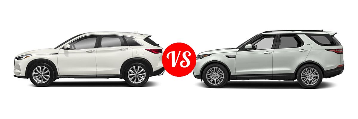 2019 Infiniti QX50 SUV ESSENTIAL / LUXE / PURE vs. 2020 Land Rover Discovery SUV HSE / HSE Luxury / Landmark Edition / SE - Side Comparison