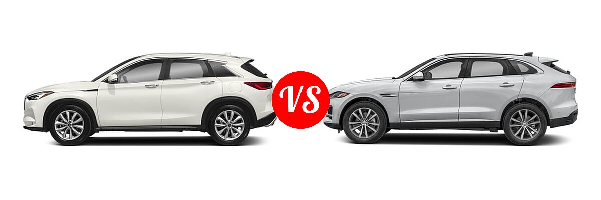 2019 Infiniti QX50 SUV ESSENTIAL / LUXE / PURE vs. 2021 Jaguar F-PACE SUV P250 AWD / R-Dynamic S / S - Side Comparison