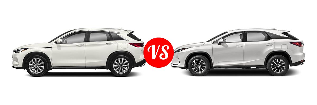 2019 Infiniti QX50 SUV ESSENTIAL / LUXE / PURE vs. 2022 Lexus RX 350 SUV RX 350 - Side Comparison