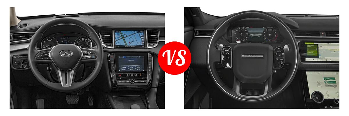 2019 Infiniti QX50 SUV ESSENTIAL / LUXE / PURE vs. 2019 Land Rover Range Rover Velar SUV Diesel R-Dynamic SE / S - Dashboard Comparison