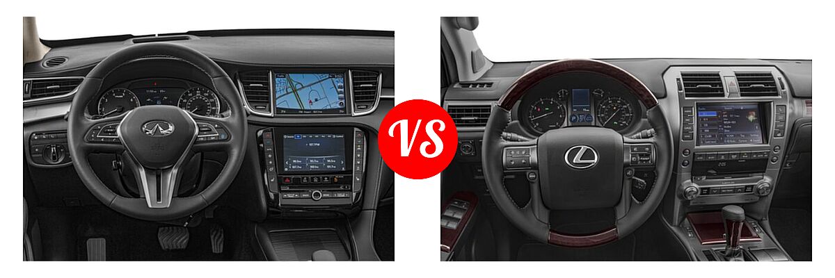 2019 Infiniti QX50 SUV ESSENTIAL / LUXE / PURE vs. 2019 Lexus GX 460 SUV GX 460 Premium - Dashboard Comparison