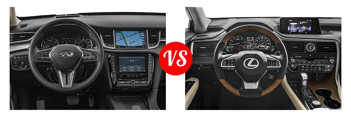2019 Infiniti QX50 SUV ESSENTIAL / LUXE / PURE vs. 2019 Lexus RX 350 SUV RX 350 F SPORT - Dashboard Comparison
