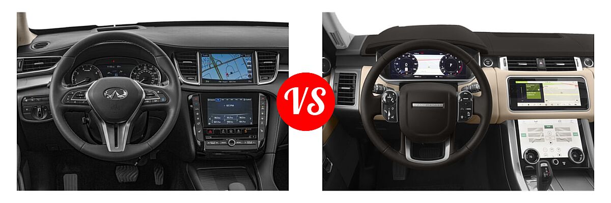 2019 Infiniti QX50 SUV ESSENTIAL / LUXE / PURE vs. 2019 Land Rover Range Rover Sport SVR SUV SVR - Dashboard Comparison