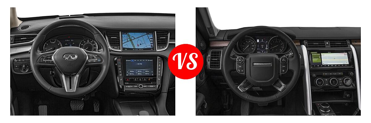 2019 Infiniti QX50 SUV ESSENTIAL / LUXE / PURE vs. 2019 Land Rover Discovery SUV HSE / HSE Luxury / SE - Dashboard Comparison