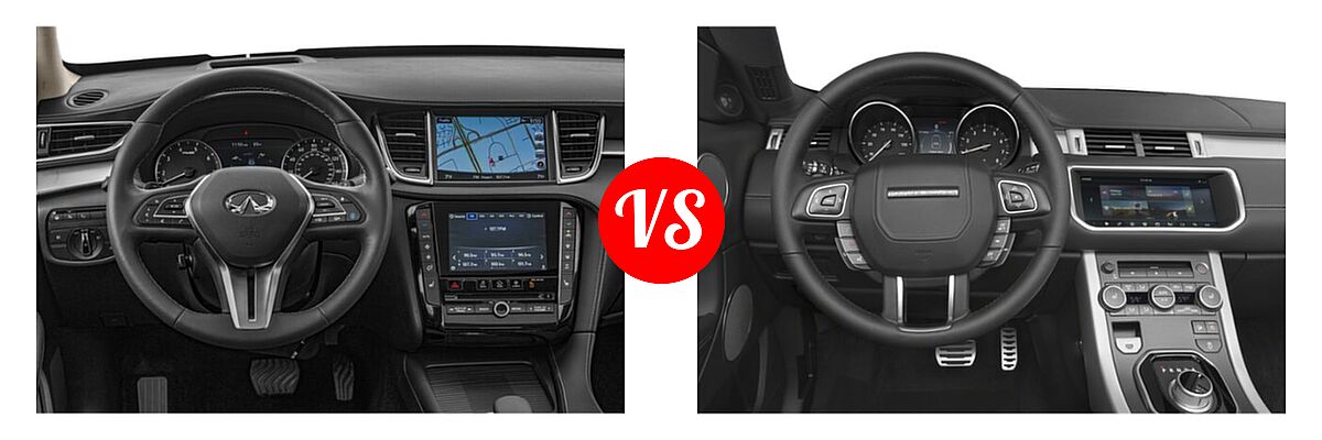 2019 Infiniti QX50 SUV ESSENTIAL / LUXE / PURE vs. 2019 Land Rover Range Rover Evoque Convertible SUV HSE Dynamic / SE Dynamic - Dashboard Comparison