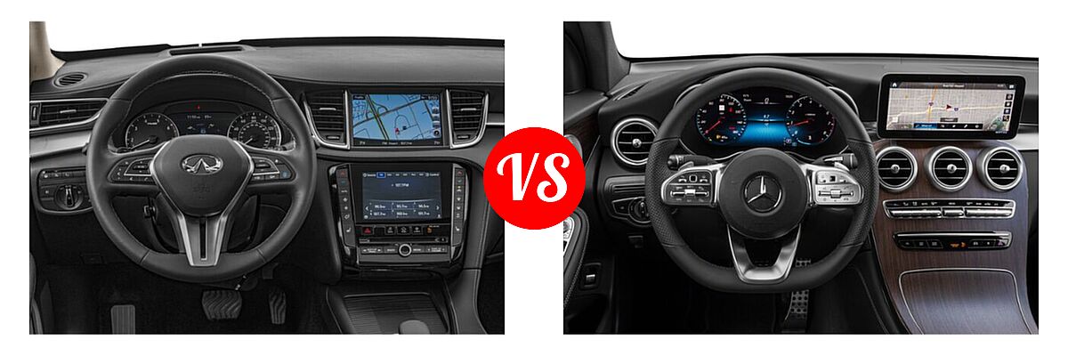 2019 Infiniti QX50 SUV ESSENTIAL / LUXE / PURE vs. 2020 Mercedes-Benz GLC-Class Coupe SUV GLC 300 - Dashboard Comparison