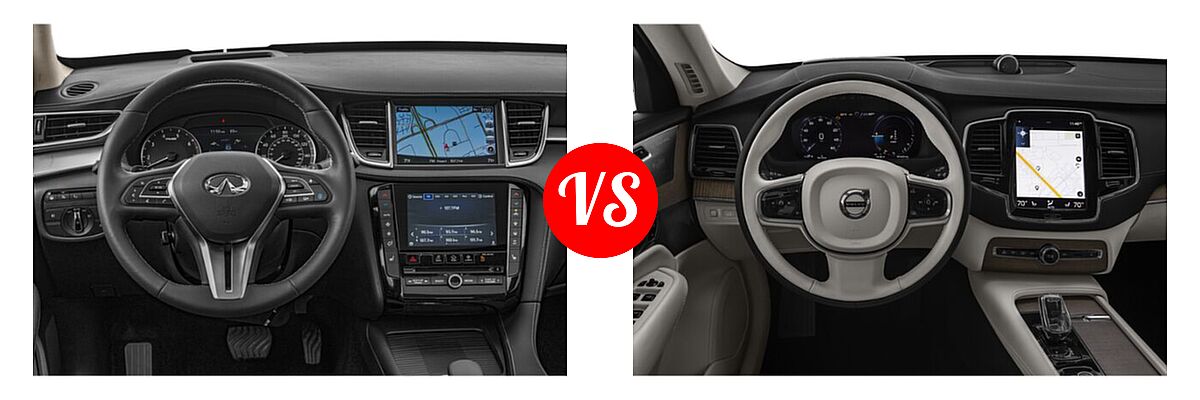 2019 Infiniti QX50 SUV ESSENTIAL / LUXE / PURE vs. 2021 Volvo XC90 SUV PHEV Inscription / Inscription Expression - Dashboard Comparison