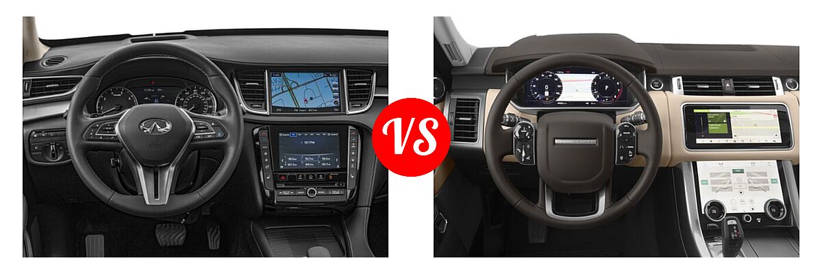 2019 Infiniti QX50 SUV ESSENTIAL / LUXE / PURE vs. 2021 Land Rover Range Rover Sport SUV Diesel HSE Silver Edition - Dashboard Comparison