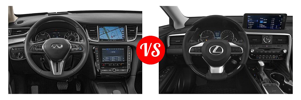 2019 Infiniti QX50 SUV ESSENTIAL / LUXE / PURE vs. 2021 Lexus RX 350L SUV RX 350L / RX 350L Luxury - Dashboard Comparison