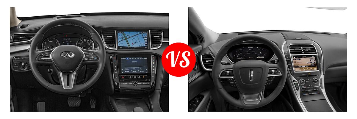 2019 Infiniti QX50 SUV ESSENTIAL / LUXE / PURE vs. 2020 Lincoln Nautilus SUV Reserve / Standard - Dashboard Comparison