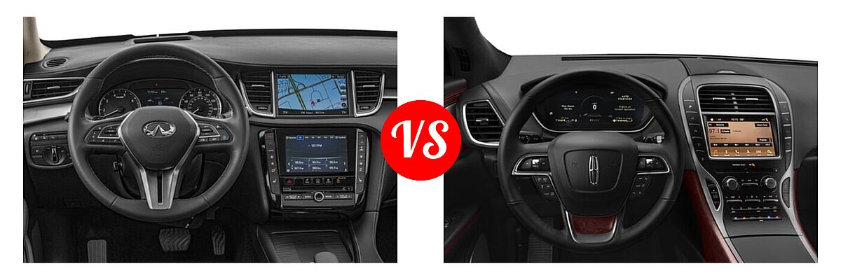 2019 Infiniti QX50 SUV ESSENTIAL / LUXE / PURE vs. 2020 Lincoln Nautilus SUV Black Label - Dashboard Comparison