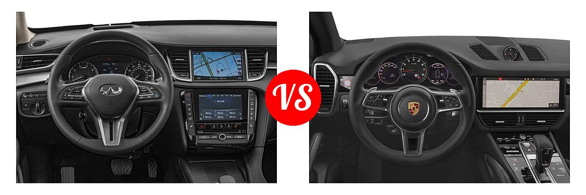 2019 Infiniti QX50 SUV ESSENTIAL / LUXE / PURE vs. 2019 Porsche Cayenne SUV AWD / S / Turbo - Dashboard Comparison