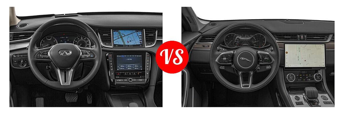 2019 Infiniti QX50 SUV ESSENTIAL / LUXE / PURE vs. 2021 Jaguar F-PACE SUV P250 AWD / R-Dynamic S / S - Dashboard Comparison