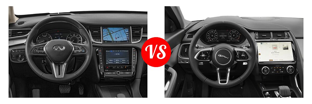 2019 Infiniti QX50 SUV ESSENTIAL / LUXE / PURE vs. 2022 Jaguar E-PACE SUV 300 Sport / P250 AWD / SE - Dashboard Comparison