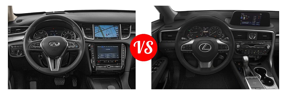 2019 Infiniti QX50 SUV ESSENTIAL / LUXE / PURE vs. 2022 Lexus RX 350 SUV RX 350 - Dashboard Comparison