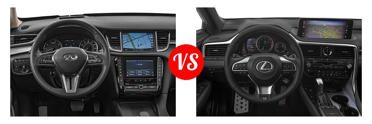 2019 Infiniti QX50 SUV ESSENTIAL / LUXE / PURE vs. 2022 Lexus RX 350 SUV RX 350 F SPORT Appearance / RX 350 F SPORT Handling - Dashboard Comparison
