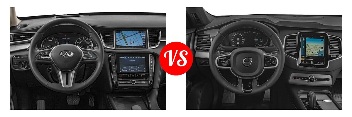 2019 Infiniti QX50 SUV ESSENTIAL / LUXE / PURE vs. 2021 Volvo XC90 SUV PHEV R-Design - Dashboard Comparison