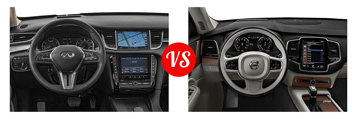 2019 Infiniti QX50 SUV ESSENTIAL / LUXE / PURE vs. 2022 Volvo XC90 SUV Inscription / Momentum - Dashboard Comparison