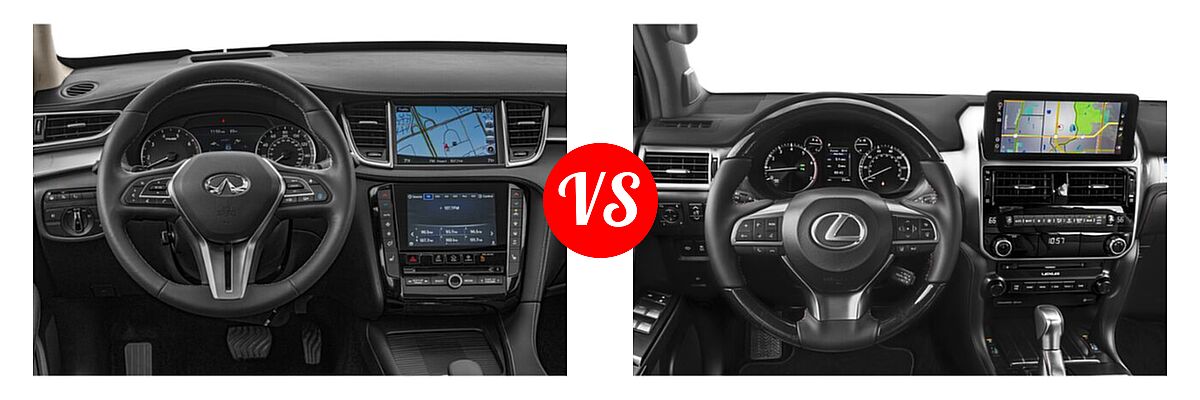 2019 Infiniti QX50 SUV ESSENTIAL / LUXE / PURE vs. 2022 Lexus GX 460 SUV GX 460 / GX 460 Luxury / GX 460 Premium - Dashboard Comparison