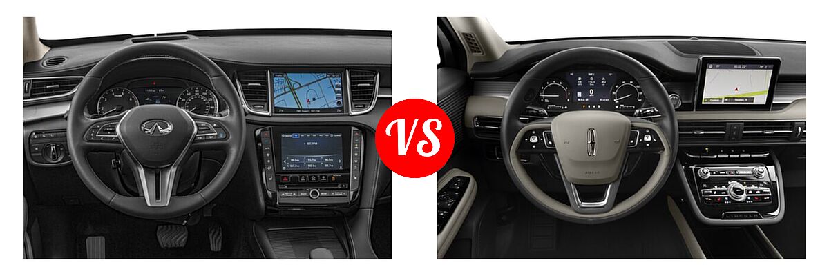 2019 Infiniti QX50 SUV ESSENTIAL / LUXE / PURE vs. 2022 Lincoln Corsair SUV Reserve / Standard - Dashboard Comparison