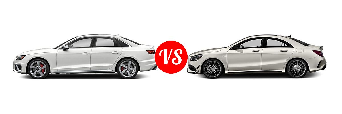 2020 Audi S4 Sedan Premium / Premium Plus / Prestige vs. 2018 Mercedes-Benz CLA-Class AMG CLA 45 Sedan AMG CLA 45 - Side Comparison