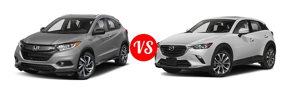 2019 Honda HR-V SUV Sport vs. 2019 Mazda CX-3 SUV Touring - Front Left Comparison