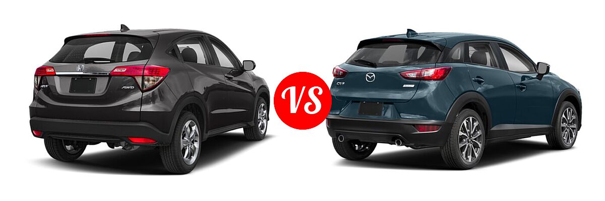 2019 Honda HR-V SUV LX vs. 2019 Mazda CX-3 SUV Touring - Rear Right Comparison