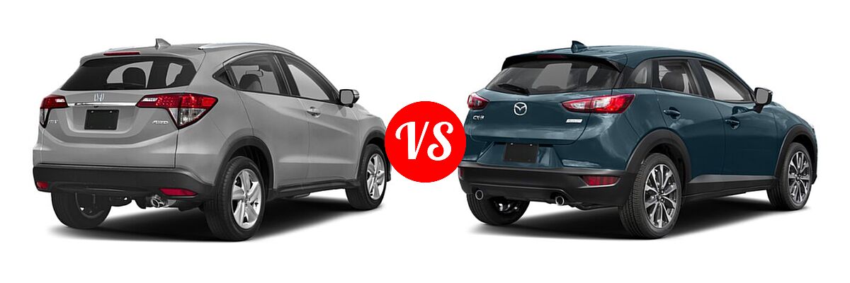 2019 Honda HR-V SUV EX vs. 2019 Mazda CX-3 SUV Touring - Rear Right Comparison
