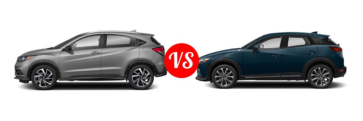 2019 Honda HR-V SUV Sport vs. 2019 Mazda CX-3 SUV Grand Touring - Side Comparison