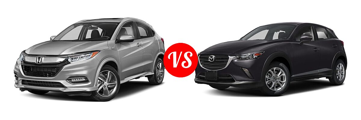 2019 Honda HR-V SUV Touring vs. 2019 Mazda CX-3 SUV Sport - Front Left Comparison
