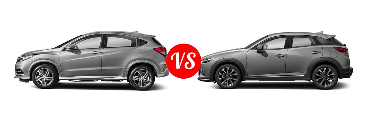 2019 Honda HR-V SUV Touring vs. 2019 Mazda CX-3 SUV Grand Touring - Side Comparison