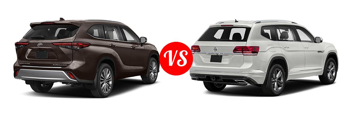 2020 Toyota Highlander SUV Platinum vs. 2020 Volkswagen Atlas SUV 3.6L V6 SE w/Technology R-Line / 3.6L V6 SEL R-Line - Rear Right Comparison