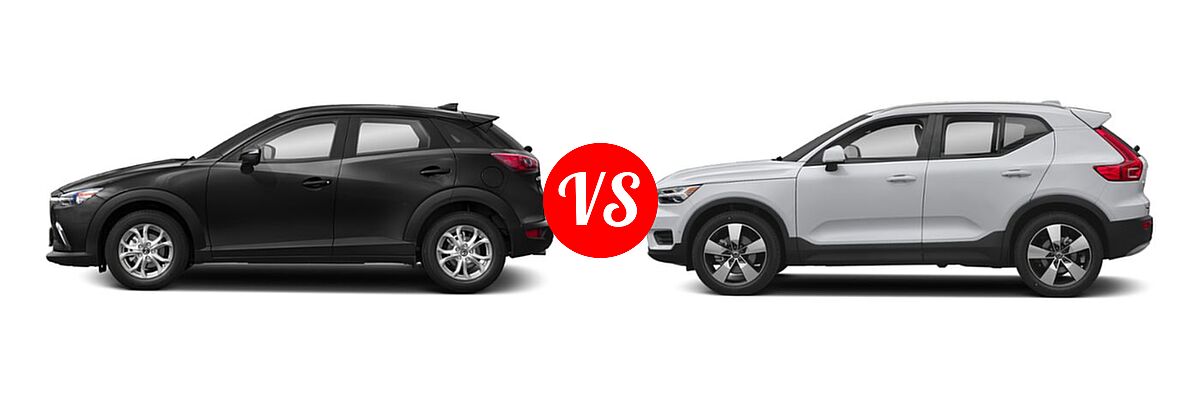 2019 Mazda CX-3 SUV Sport vs. 2019 Volvo XC40 SUV Momentum / R-Design - Side Comparison