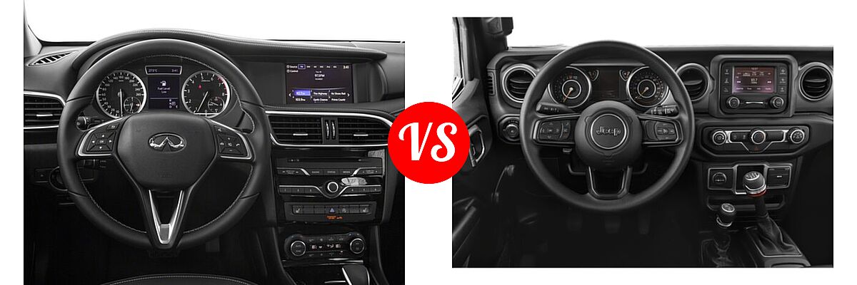 2018 Infiniti QX30 SUV Luxury / Premium / Sport vs. 2018 Jeep Wrangler SUV Rubicon / Sport - Dashboard Comparison