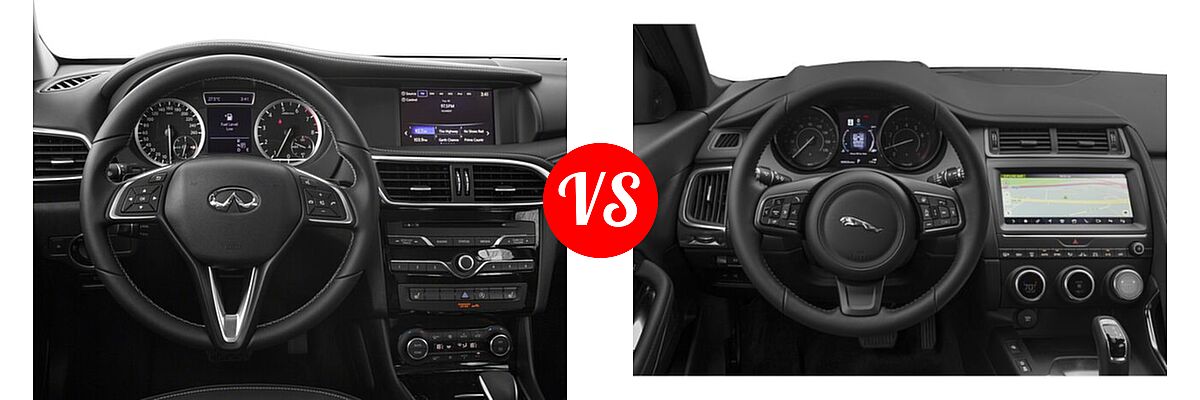 2018 Infiniti QX30 SUV Luxury / Premium / Sport vs. 2018 Jaguar E-PACE SUV First Edition / P250 AWD / R-Dynamic HSE / R-Dynamic S / R-Dynamic SE / S / SE - Dashboard Comparison