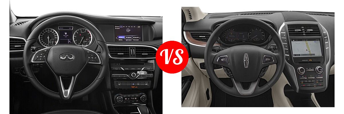 2018 Infiniti QX30 SUV Luxury / Premium / Sport vs. 2018 Lincoln MKC SUV Black Label / Premiere / Reserve / Select - Dashboard Comparison