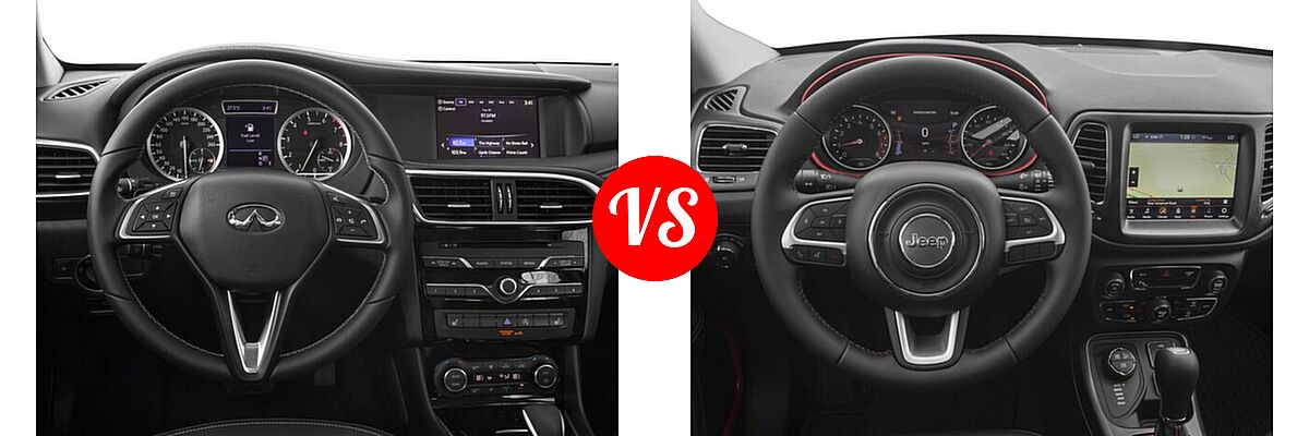2018 Infiniti QX30 SUV Luxury / Premium / Sport vs. 2018 Jeep Compass SUV Trailhawk - Dashboard Comparison