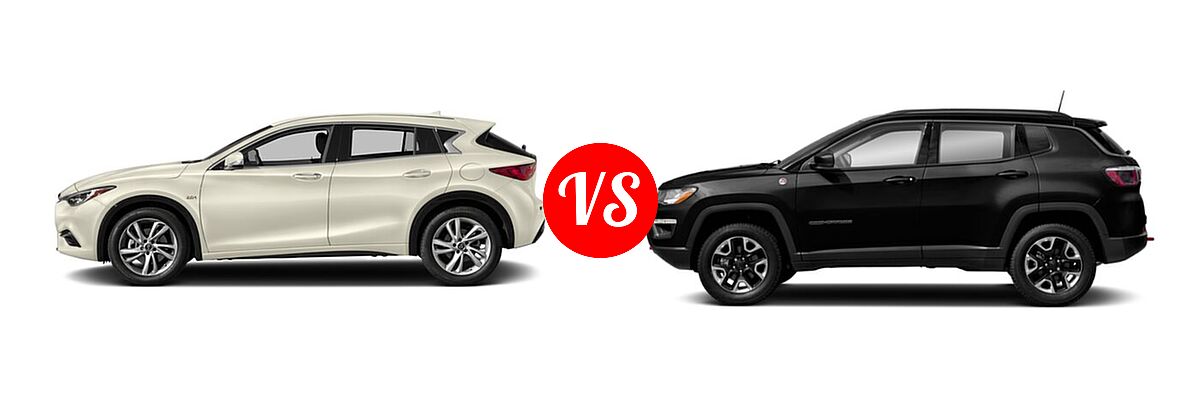 2018 Infiniti QX30 SUV Luxury / Premium / Sport vs. 2018 Jeep Compass SUV Trailhawk - Side Comparison