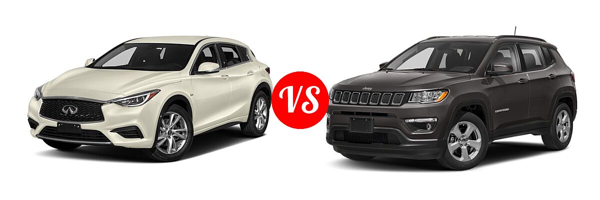 2018 Infiniti QX30 SUV Luxury / Premium / Sport vs. 2018 Jeep Compass SUV Latitude / Limited / Sport - Front Left Comparison