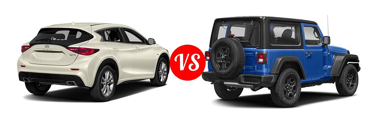 2018 Infiniti QX30 SUV Luxury / Premium / Sport vs. 2018 Jeep Wrangler SUV Rubicon / Sport - Rear Right Comparison