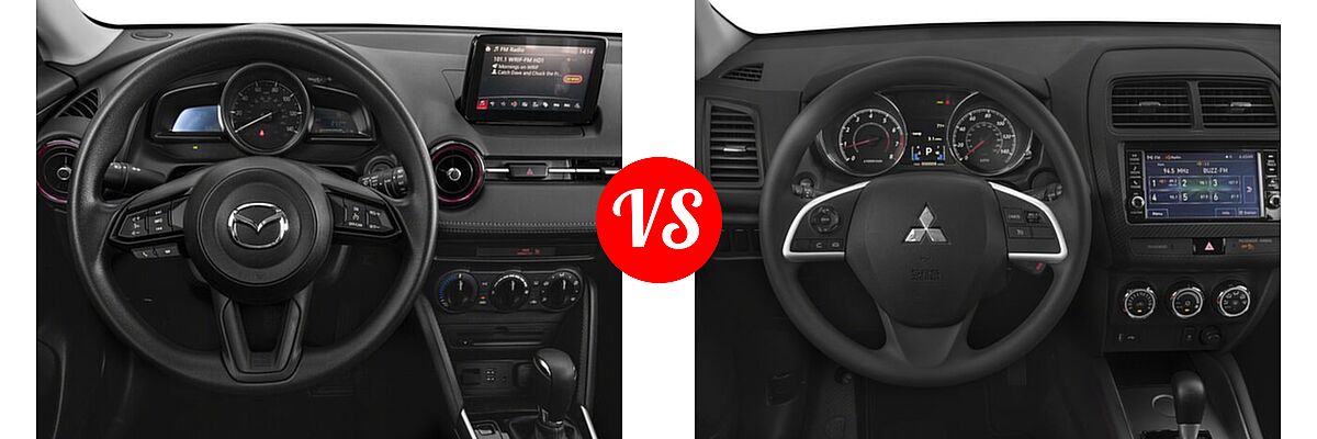 2018 Mazda CX-3 SUV Sport vs. 2018 Mitsubishi Outlander Sport SUV ES 2.0 / LE 2.0 / SE 2.4 / SEL 2.4 - Dashboard Comparison