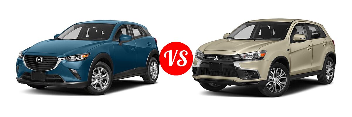 2018 Mazda CX-3 SUV Sport vs. 2018 Mitsubishi Outlander Sport SUV ES 2.0 / LE 2.0 / SE 2.4 / SEL 2.4 - Front Left Comparison