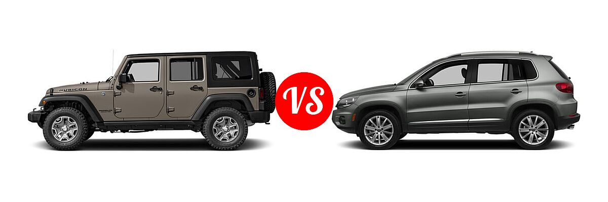 2017 Jeep Wrangler SUV Rubicon / Rubicon Hard Rock / Rubicon Recon vs. 2017 Volkswagen Tiguan SUV S / SEL / Wolfsburg Edition - Side Comparison