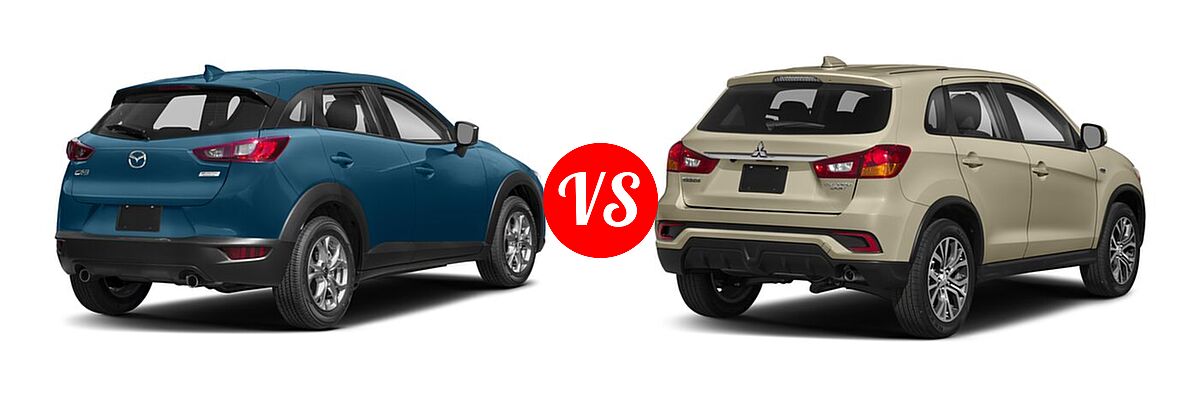 2018 Mazda CX-3 SUV Sport vs. 2018 Mitsubishi Outlander Sport SUV ES 2.0 / LE 2.0 / SE 2.4 / SEL 2.4 - Rear Right Comparison