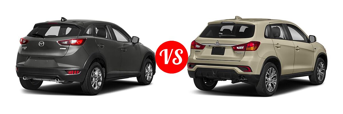 2018 Mazda CX-3 SUV Sport vs. 2018 Mitsubishi Outlander Sport SUV ES 2.0 / LE 2.0 / SE 2.4 / SEL 2.4 - Rear Right Comparison