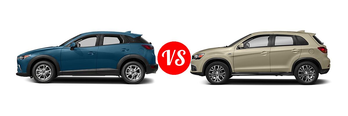 2018 Mazda CX-3 SUV Sport vs. 2018 Mitsubishi Outlander Sport SUV ES 2.0 / LE 2.0 / SE 2.4 / SEL 2.4 - Side Comparison