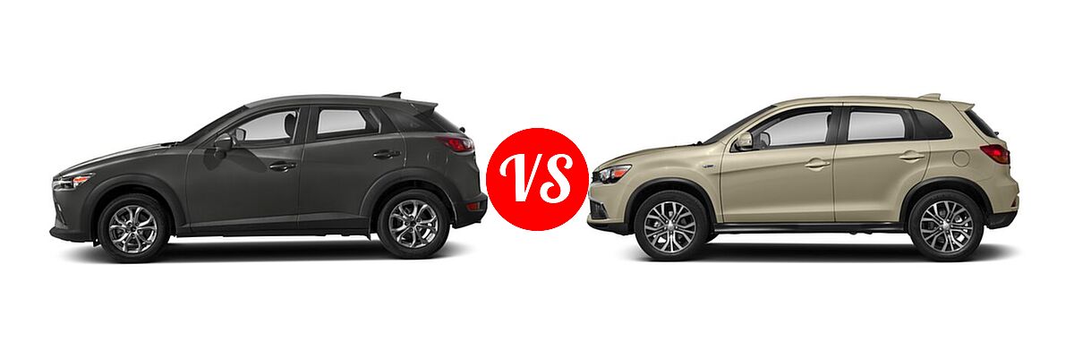 2018 Mazda CX-3 SUV Sport vs. 2018 Mitsubishi Outlander Sport SUV ES 2.0 / LE 2.0 / SE 2.4 / SEL 2.4 - Side Comparison