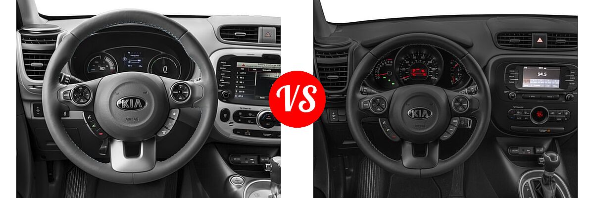 2017 Kia Soul EV Wagon EV vs. 2017 Kia Soul Wagon + - Dashboard Comparison
